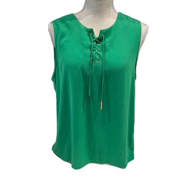 Violet & Claire Green Lace-Up Tank Top - Picture 1 of 5